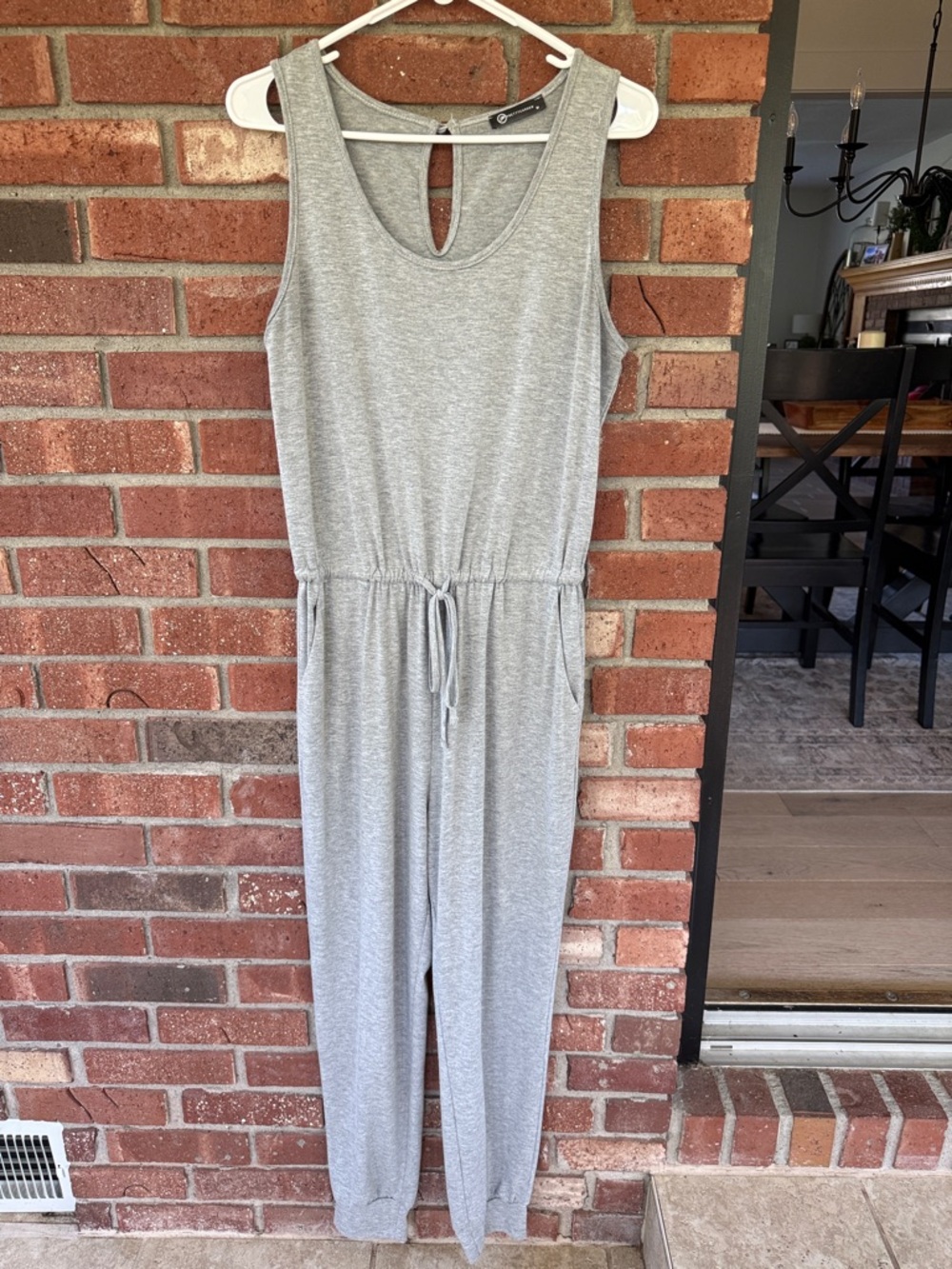 Casual Grey Sleeveless Jumpsuit with Drawstring Waist
